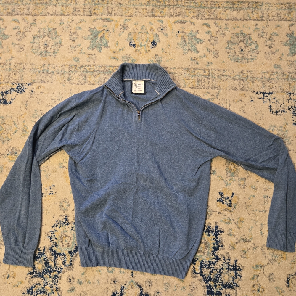 Old Navy Blue Zip Up Sweater with Classic Knit Design